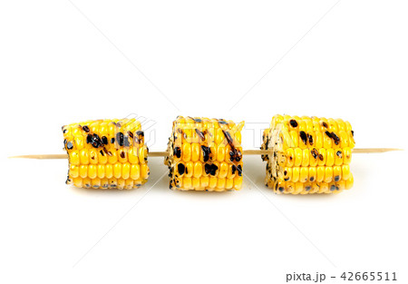 corn grill on skewers on white background corn grill on skewers on white background 42665511