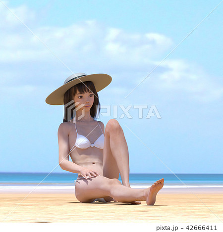 水着の女性　ビューティーイメージ　perming３DCGイラスト素材 42666411