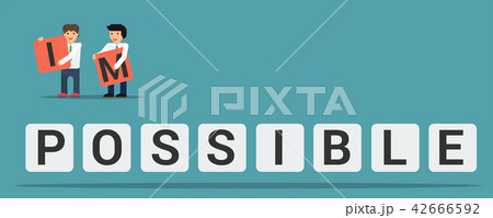 Two flat businessmen with IMPOSSIBLE letters 42666592