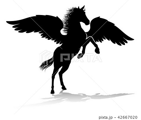 Pegasus Silhouette Mythological Winged Horseのイラスト素材