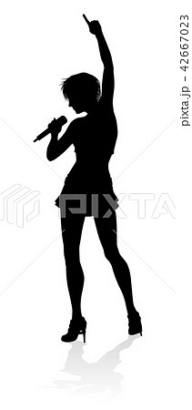 Singer Pop Country or Rock Star Silhouette Woman 42667023