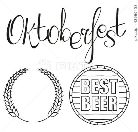 Line art black and white oktoberfest set Line art black and white oktoberfest set 42669458