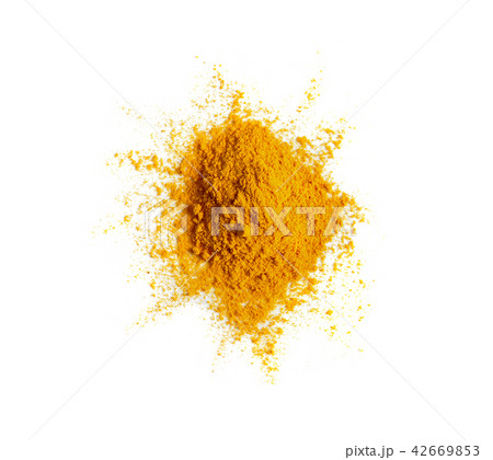 Turmeric (Curcuma) powder pileon white background Turmeric (Curcuma) powder pileon white background 42669853