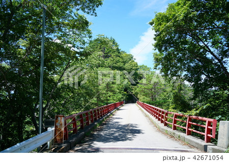 民話の橋　登波離橋　生坂村側より撮影　池田町 42671054