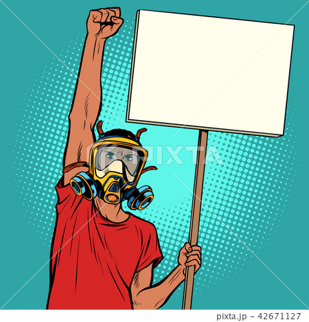 African man protest against polluted air, ecology and environmen African man protest against polluted air, ecology and environmen 42671127