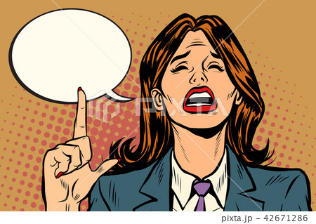 crying woman pointing up comic bubble crying woman pointing up comic bubble 42671286