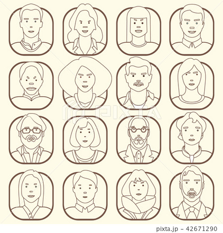 Line icons collection of different people. Color avatar Line icons collection of different people. Color avatar 42671290