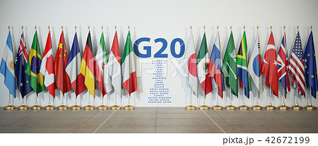 G20 summit or meeting concept. Row from flags 42672199