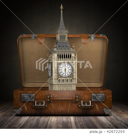 Trip to London. Suitcase with Big Ben 42672203