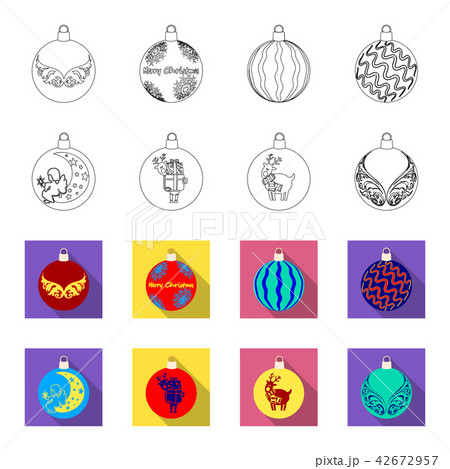 New Year's Toys outline,flet icons in set collection for design.Christmas balls for a treevector New Year's Toys outline,flet icons in set collection for design.Christmas balls for a treevector 42672957