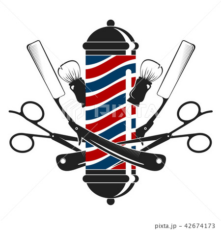 Razor and scissors symbol for barbershop 42674173