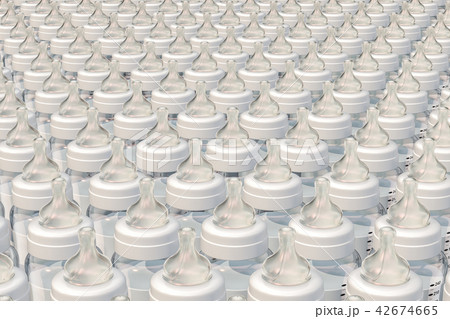 Background from baby bottles, 3D rendering Background from baby bottles, 3D rendering 42674665