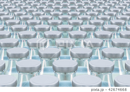 Background from glass milk bottles, 3D rendering 42674668