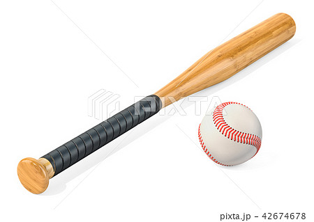 Baseball Ball And Bat 3d Renderingのイラスト素材