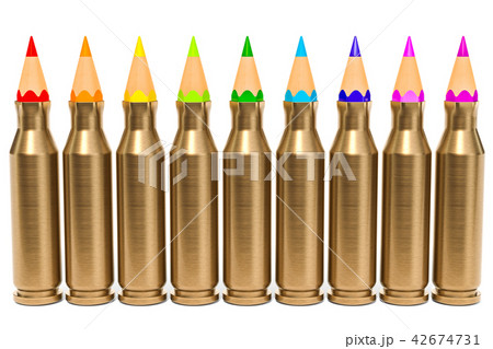 Bullets with colored pencils, 3D rendering 42674731