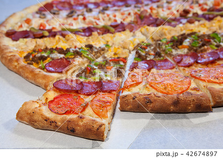 very large pizza, burger, patty 42674897