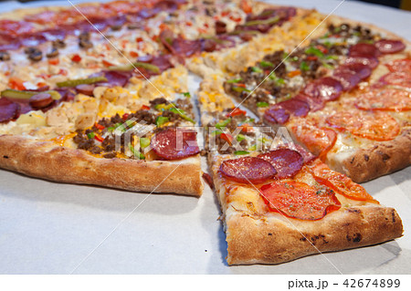 very large pizza, burger, patty 42674899