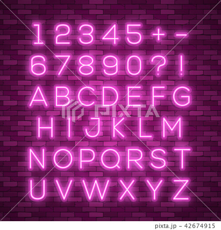 Realistic Neon Alphabet Bright Neon Glowing Fontのイラスト素材 Realistic Neon Alphabet Bright Neon Glowing Fontのイラスト素材