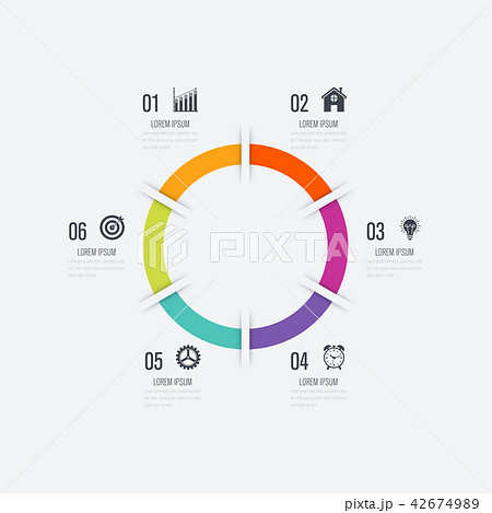Infographics template 6 options with circle 42674989