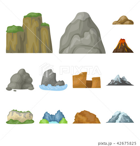Different mountains cartoon icons in set collection for design.Mountains and landscape vector symbol Different mountains cartoon icons in set collection for design.Mountains and landscape vector symbol 42675825