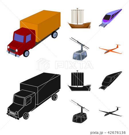 The truck, the boat, the subway, the funicular modes of transport. Transport set collection icons in The truck, the boat, the subway, the funicular modes of transport. Transport set collection icons in 42676136