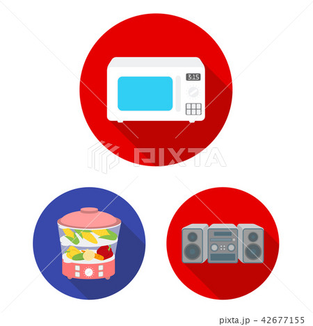 Types of household appliances flat icons in set collection for design.Kitchen equipment vector 42677155