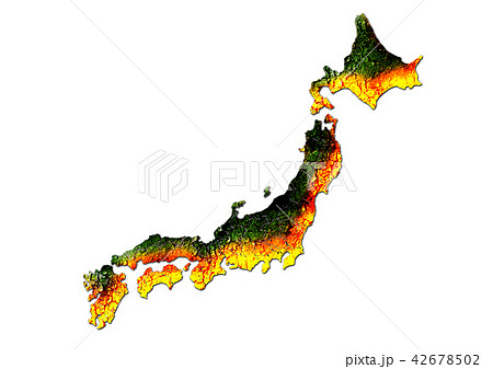 日本列島 ヒートアイランド現象のイラスト素材