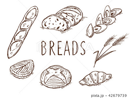 ペン画のパンのイラスト素材