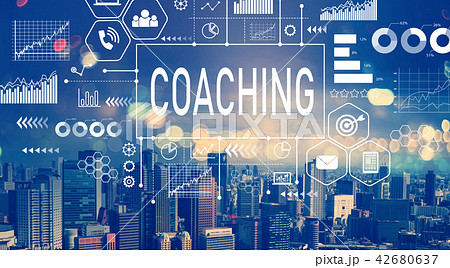 Coaching with aerial view of city skylines Coaching with aerial view of city skylines 42680637
