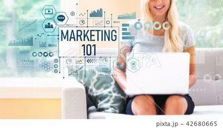 Marketing 101 with woman using a laptop 42680665
