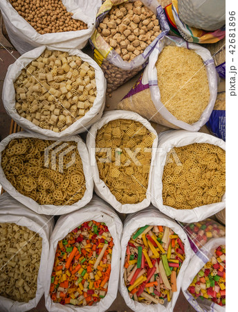 Dried foods for sale at local market Dried foods for sale at local market 42681896