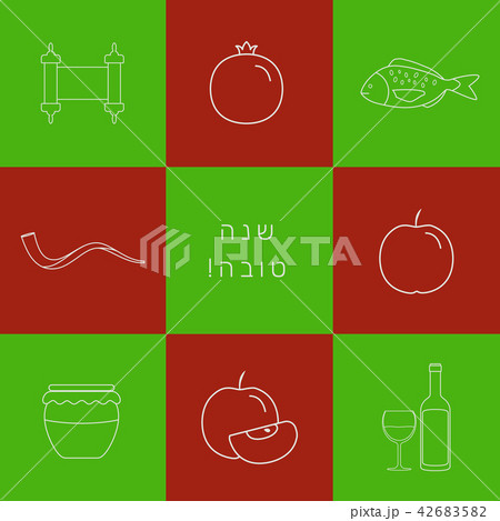 Rosh Hashanah holiday thin line icons set 42683582