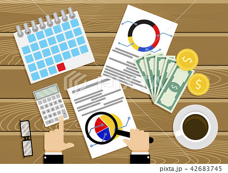 Financial audit, analysis of infographics vector 42683745