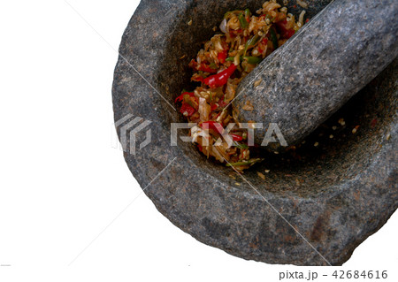 Thai Chilly and Garlic in the mortar 42684616