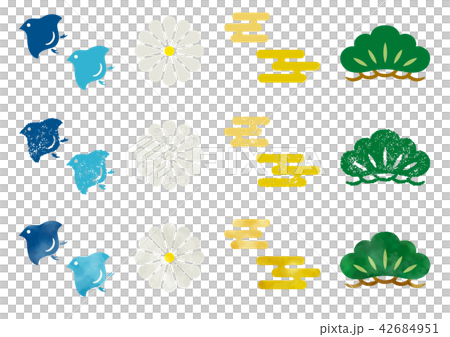 和のアイコン2　はんこ&水彩 42684951