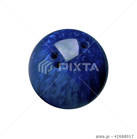 blue marbled bowling ball isolated on white blue marbled bowling ball isolated on white 42688017