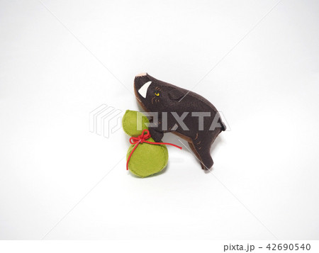フェルト作品　猪と瓢箪 42690540
