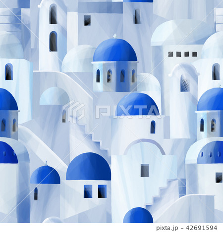 White houses with blue domed roofs White houses with blue domed roofs 42691594