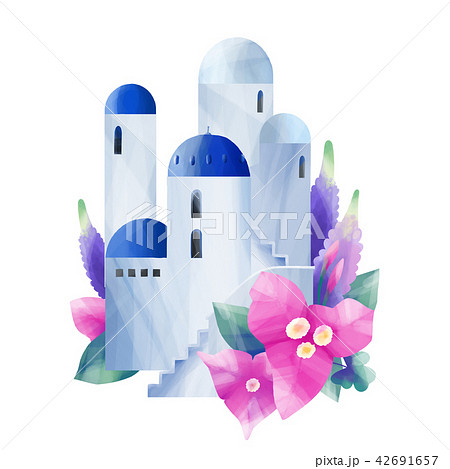 White houses with blue domed roofs 42691657