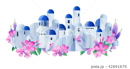 White houses with blue domed roofs White houses with blue domed roofs 42691670
