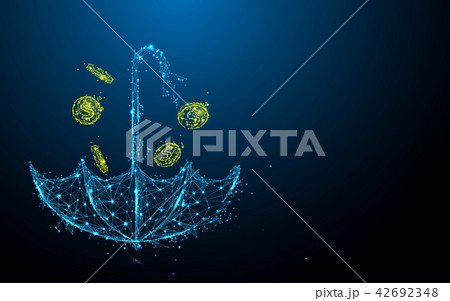 Umbrella with money rain form lines and particle 42692348