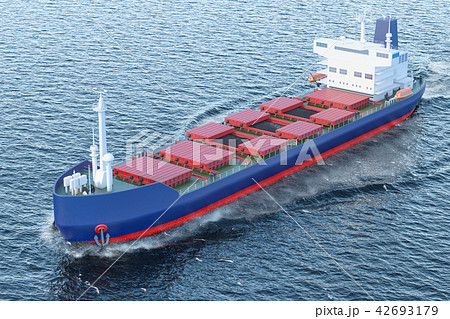 Freighter ship with coal sailing in ocean 42693179