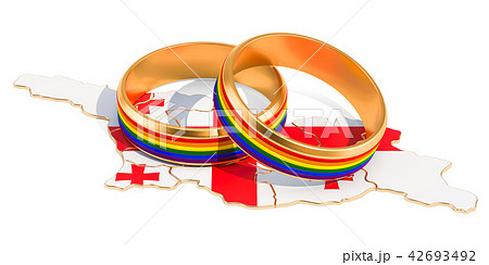 Georgian map with LGBT rainbow rings Georgian map with LGBT rainbow rings 42693492