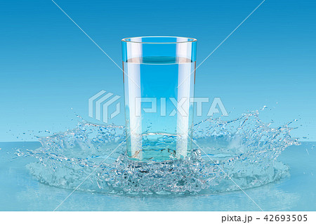 Glass of water with splash, 3D rendering Glass of water with splash, 3D rendering 42693505