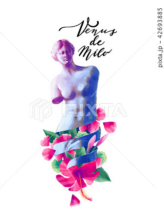 Venus de Milo statue and albizia flowers 42693885