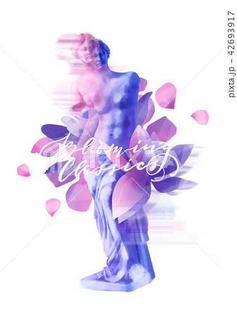 Venus de Milo statue and oleander flowers Venus de Milo statue and oleander flowers 42693917