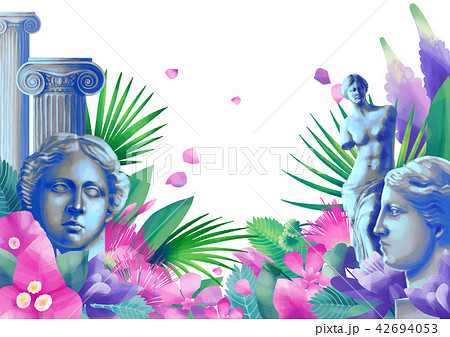 Design with Venus de Milo sculpture, column and flowers Design with Venus de Milo sculpture, column and flowers 42694053