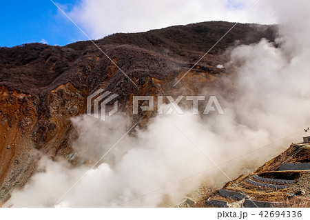 mountain at owakudani Smoke coming out of Hakone 42694336