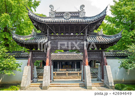 facade view of the temple of general wu in wuzhen 42694649