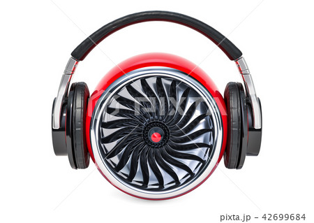 Power music concept, turbine with headphones Power music concept, turbine with headphones 42699684